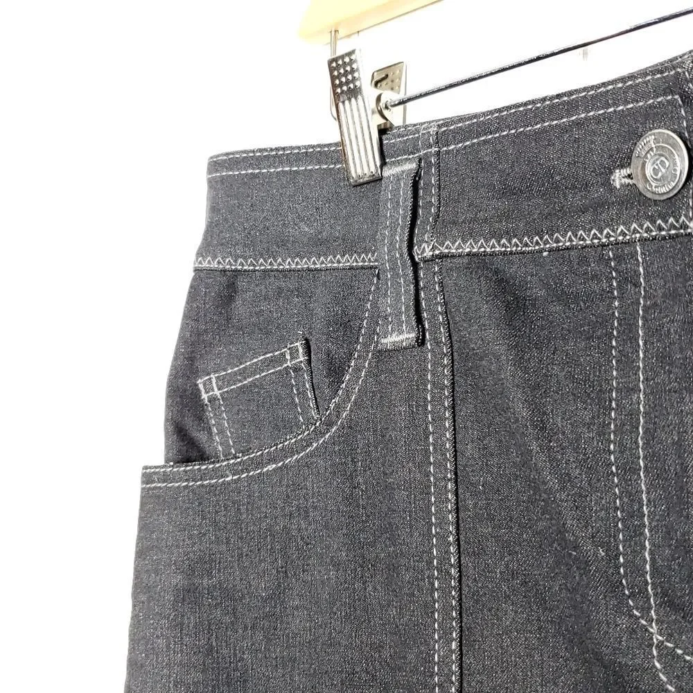 Vintage Christian Dior Y2K Grunge Goth Denim & Lambskin Mini Skirt Size 10
